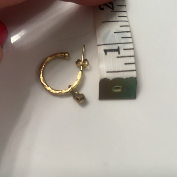 18k plated 1” hoops with tiny ruby - Picture 4 of 4